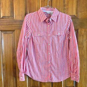 L.L. Bean Women's Pink Striped Button Down Shirt